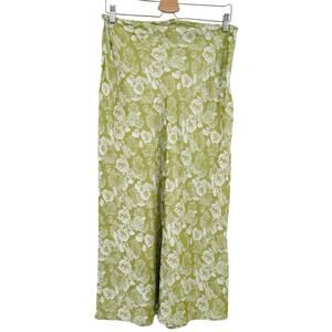 Rahi Womens Spring Cottagecore Boho Stretch Floral‎ Midi Skirt Size L Green